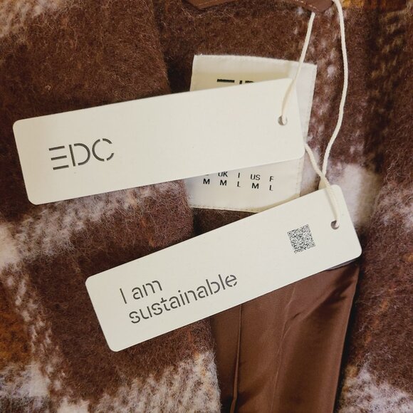 EDC (Esprit) Recycled Plaid Wool Jacket - Medium NWT - Picture 9 of 11